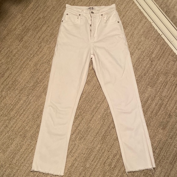 Riley High Rise Straight Crop in Blurred White Jeans size 23 - Picture 3 of 11
